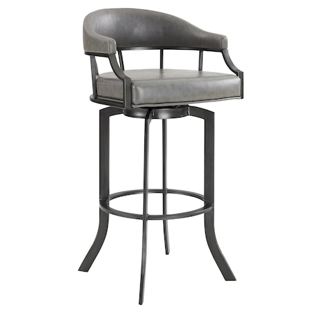 Armen Living Pharaoh Swivel 26" Mineral Finish and Gray Faux Leather Bar Stool 721535743353